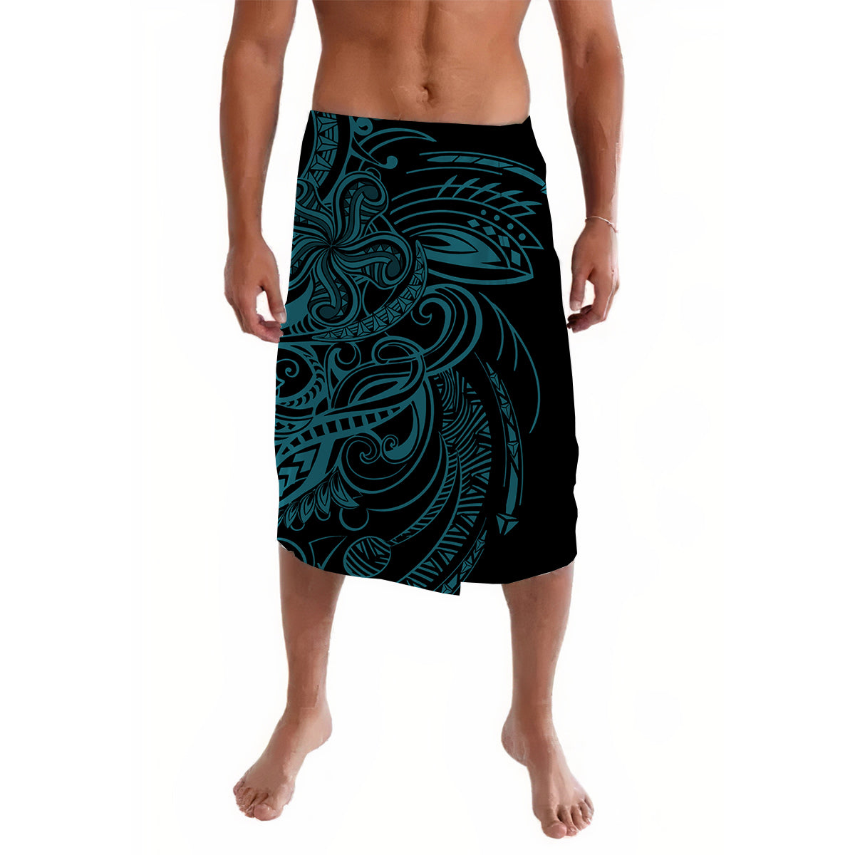 Polynesian Tribal Lavalava Blue Simple LT6 Black - Polynesian Pride LLC