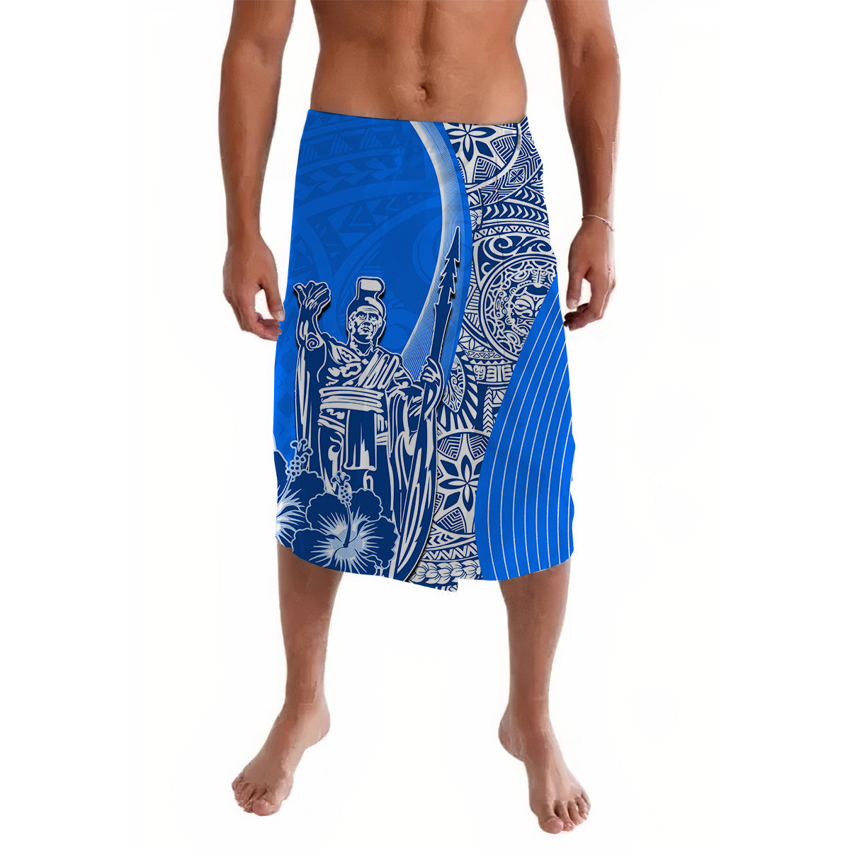 Hawaiian King Kamehameha Lavalava Vibe Blue Style LT6 Blue - Polynesian Pride LLC