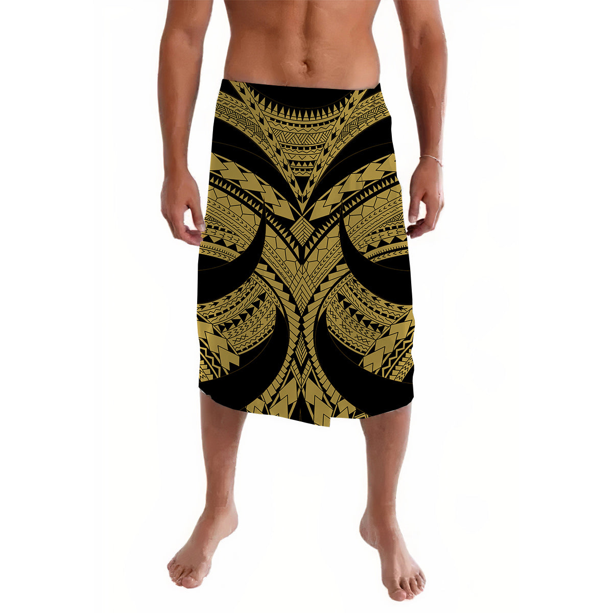 Polynesian Tribal Samoa Tattoo Gold Lavalava LT6 Lavalava Black - Polynesian Pride