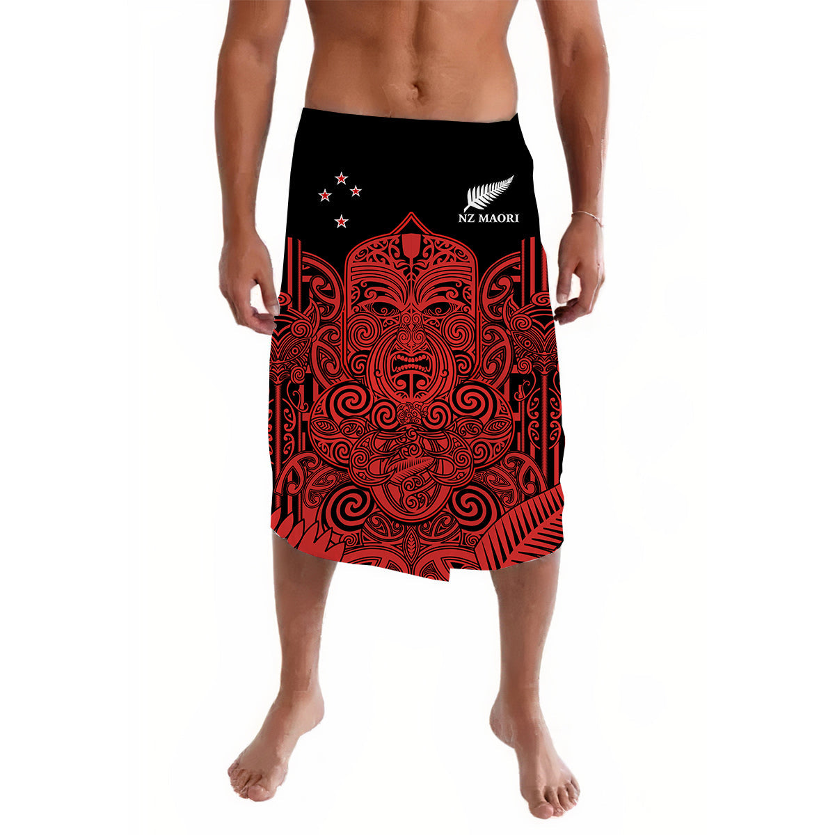 New Zealand Tiki Rugby Lavalava NZ Maori Koru Pattern Ver.03 LT14 Red - Polynesian Pride