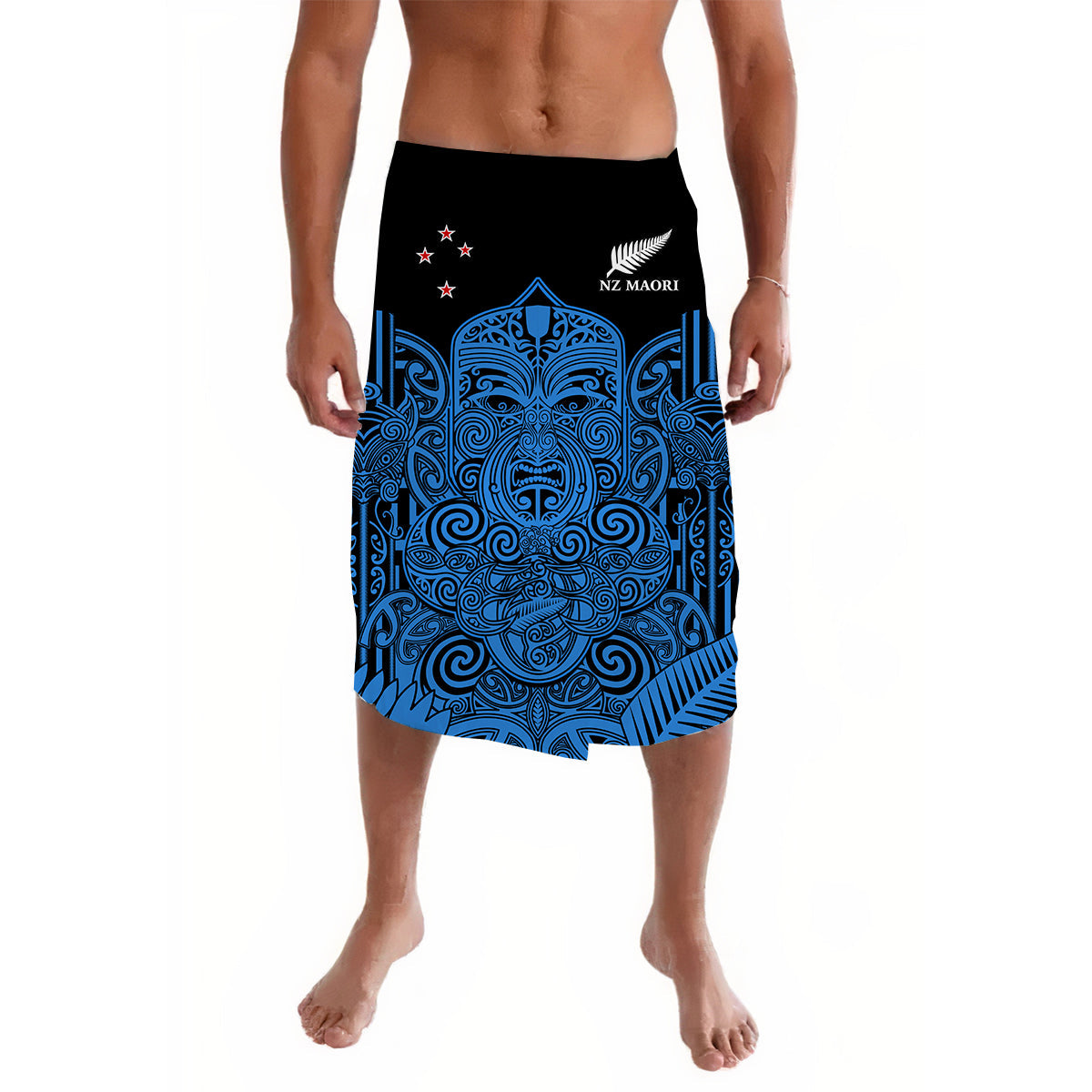 New Zealand Tiki Rugby Lavalava NZ Maori Koru Pattern Ver.05 LT14 Blue - Polynesian Pride