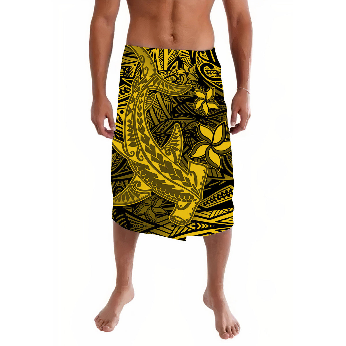 Polynesian Lavalava Gold Hawaiian Tribal Hammerhead Shark LT14 Gold - Polynesian Pride LLC