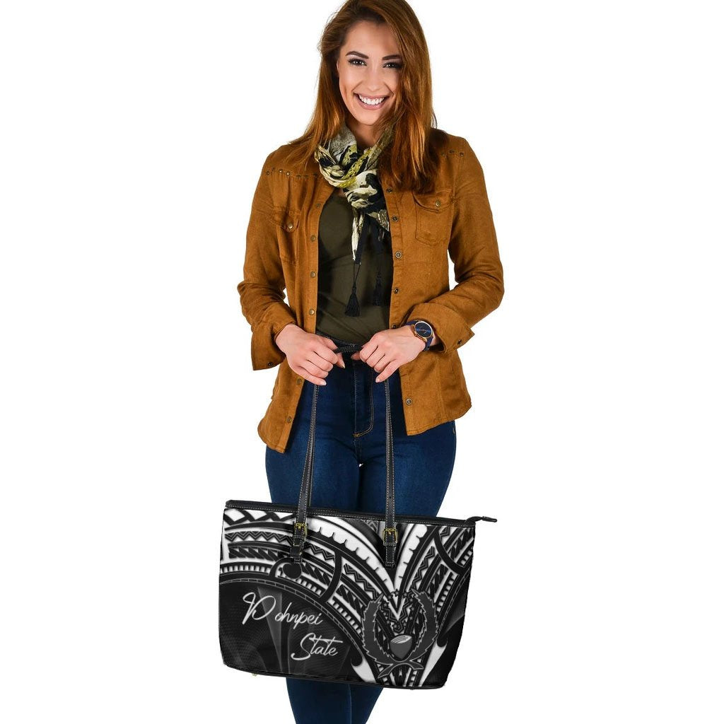 Pohnpei State Leather Tote - Cross Style - Polynesian Pride