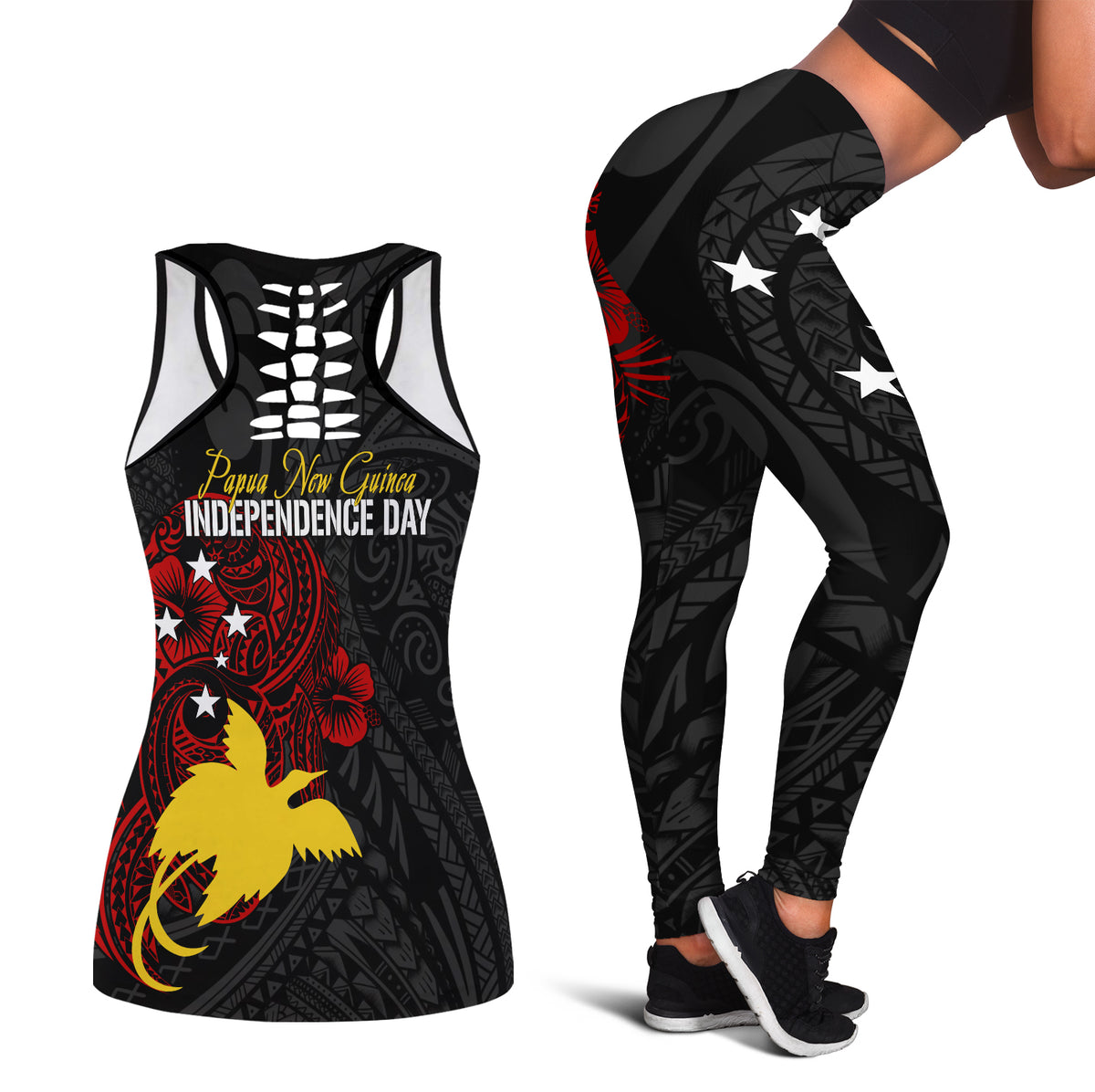 Papua New Guinea 47th Independence Hollow Tank and Leggings Combo Tribal Turtle LT7 - Polynesian Pride