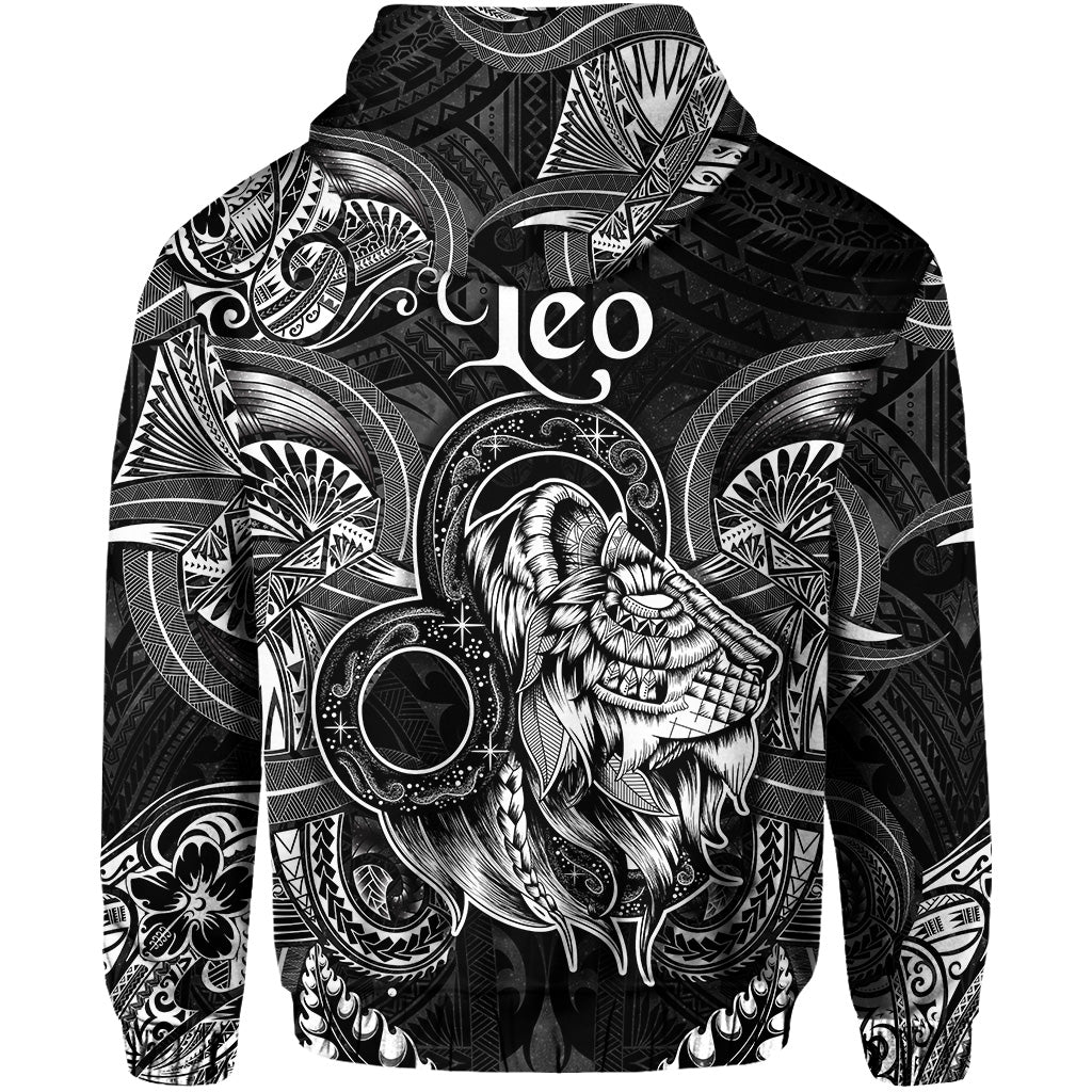 Leo Zodiac Polynesian Zip Hoodie Unique Style Black LT8 - Polynesian Pride