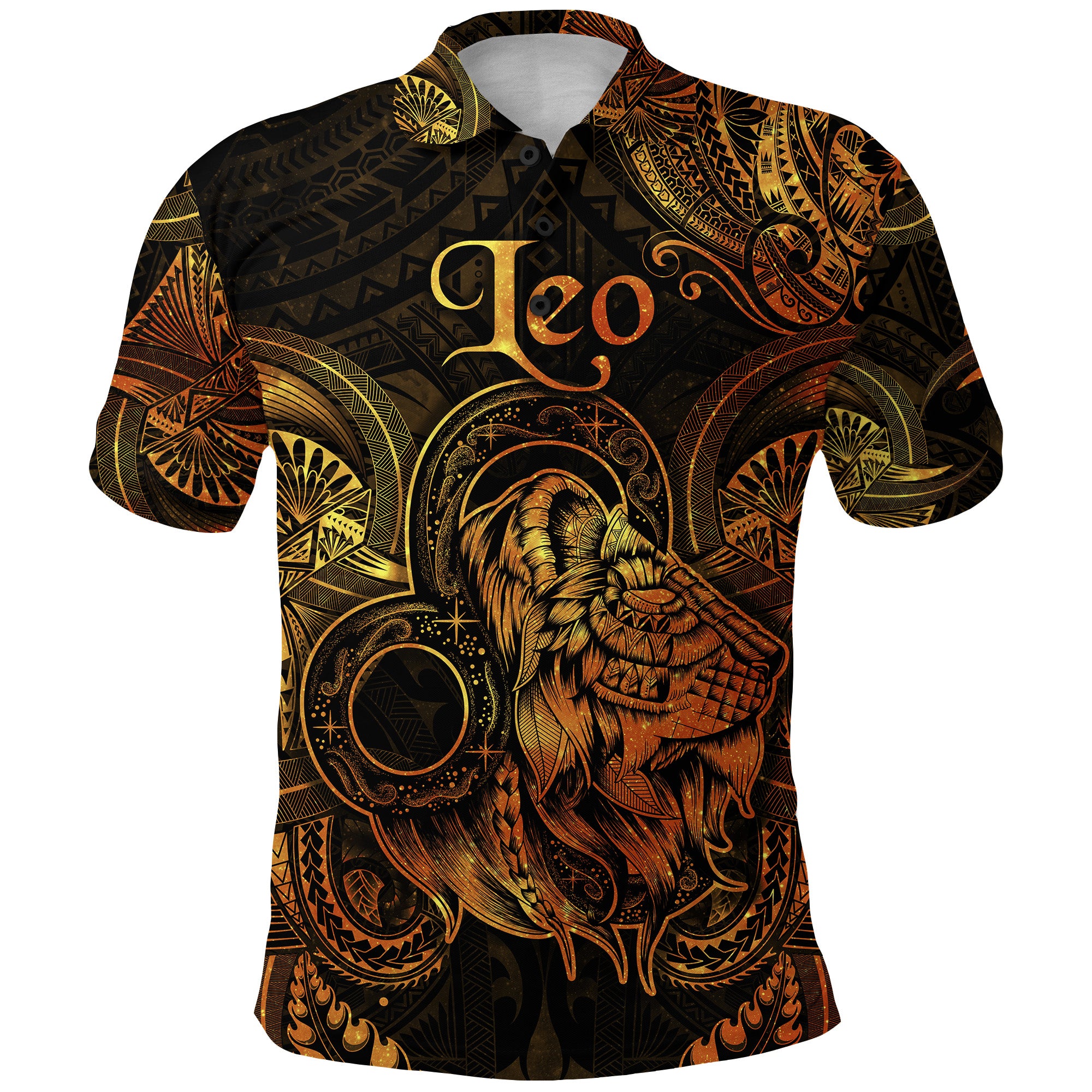 Leo Zodiac Polynesian Polo Shirt Unique Style Gold LT8 - Polynesian Pride