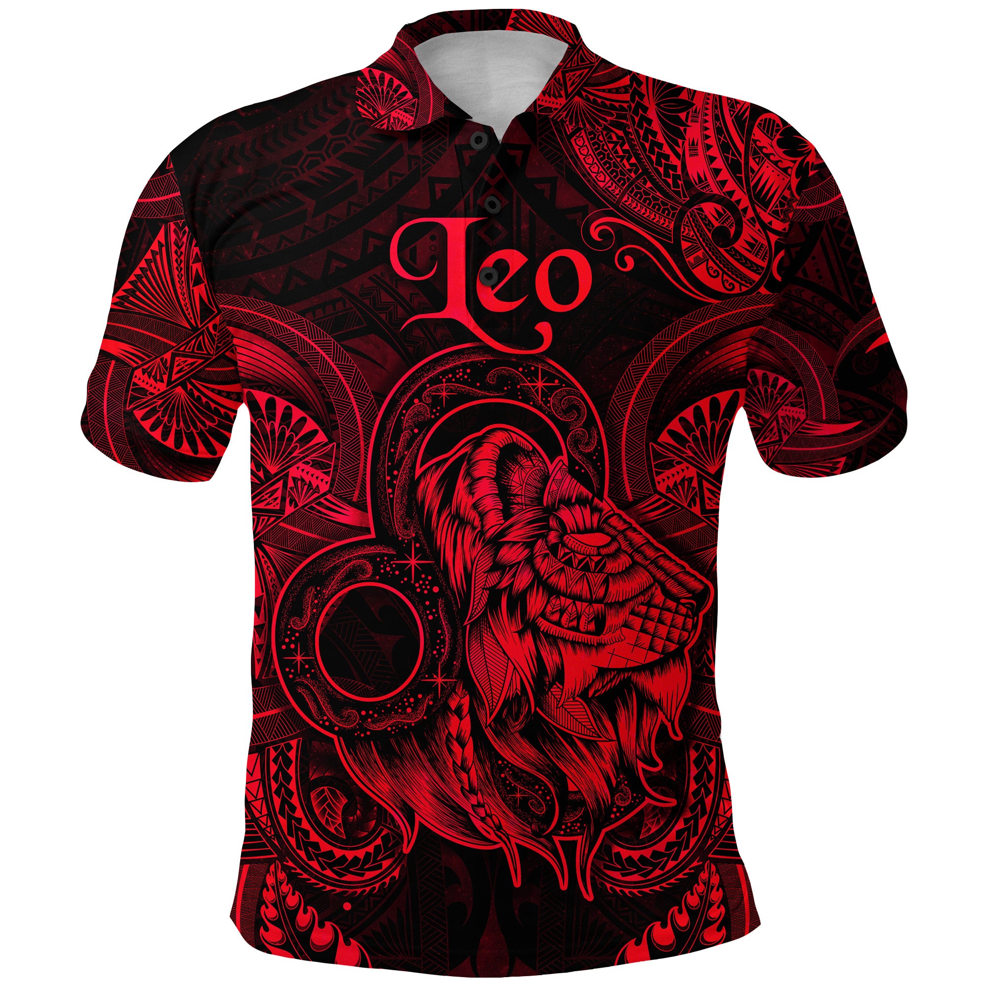 Leo Zodiac Polynesian Polo Shirt Unique Style Red LT8 - Polynesian Pride
