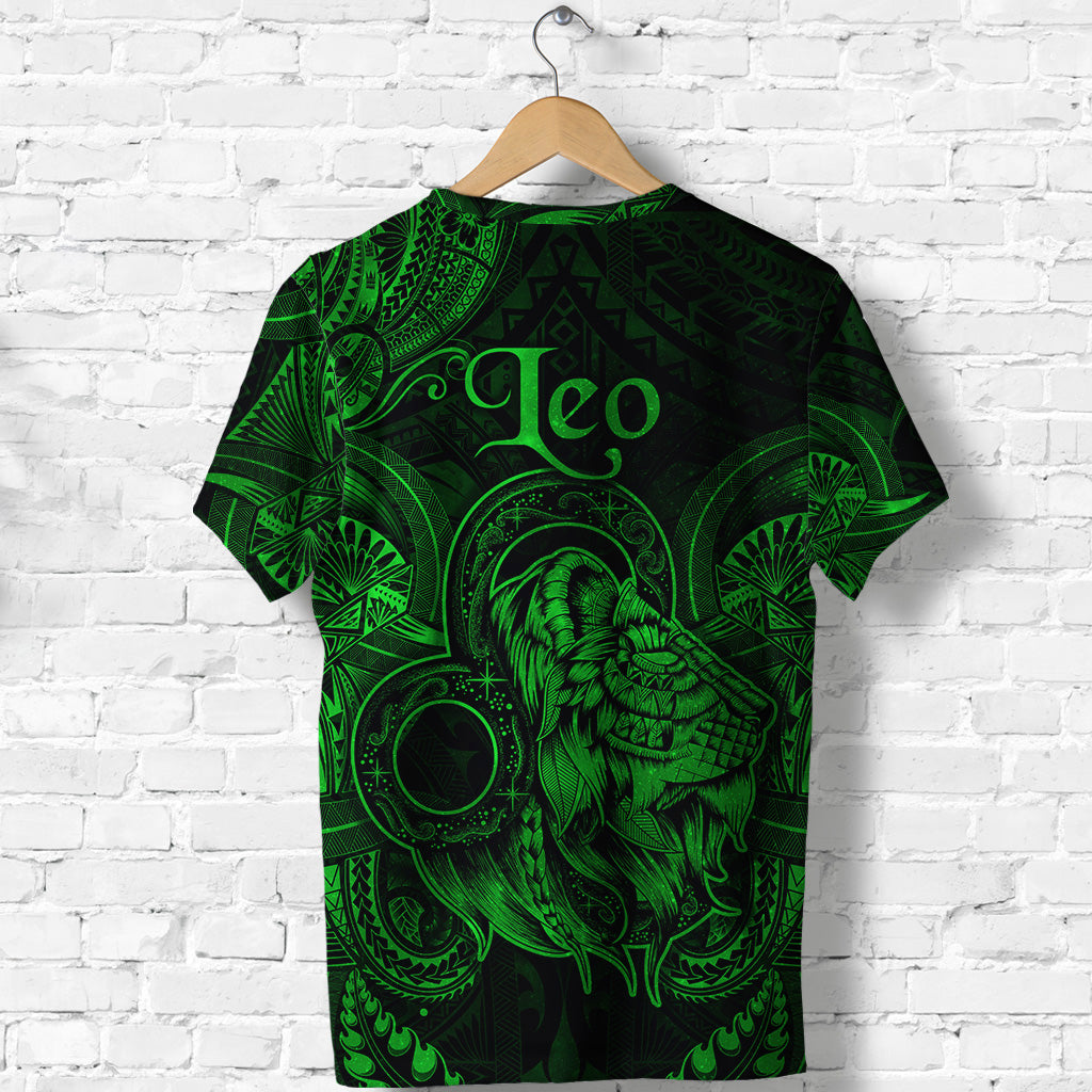 Leo Zodiac Polynesian T Shirt Unique Style Green LT8 - Polynesian Pride