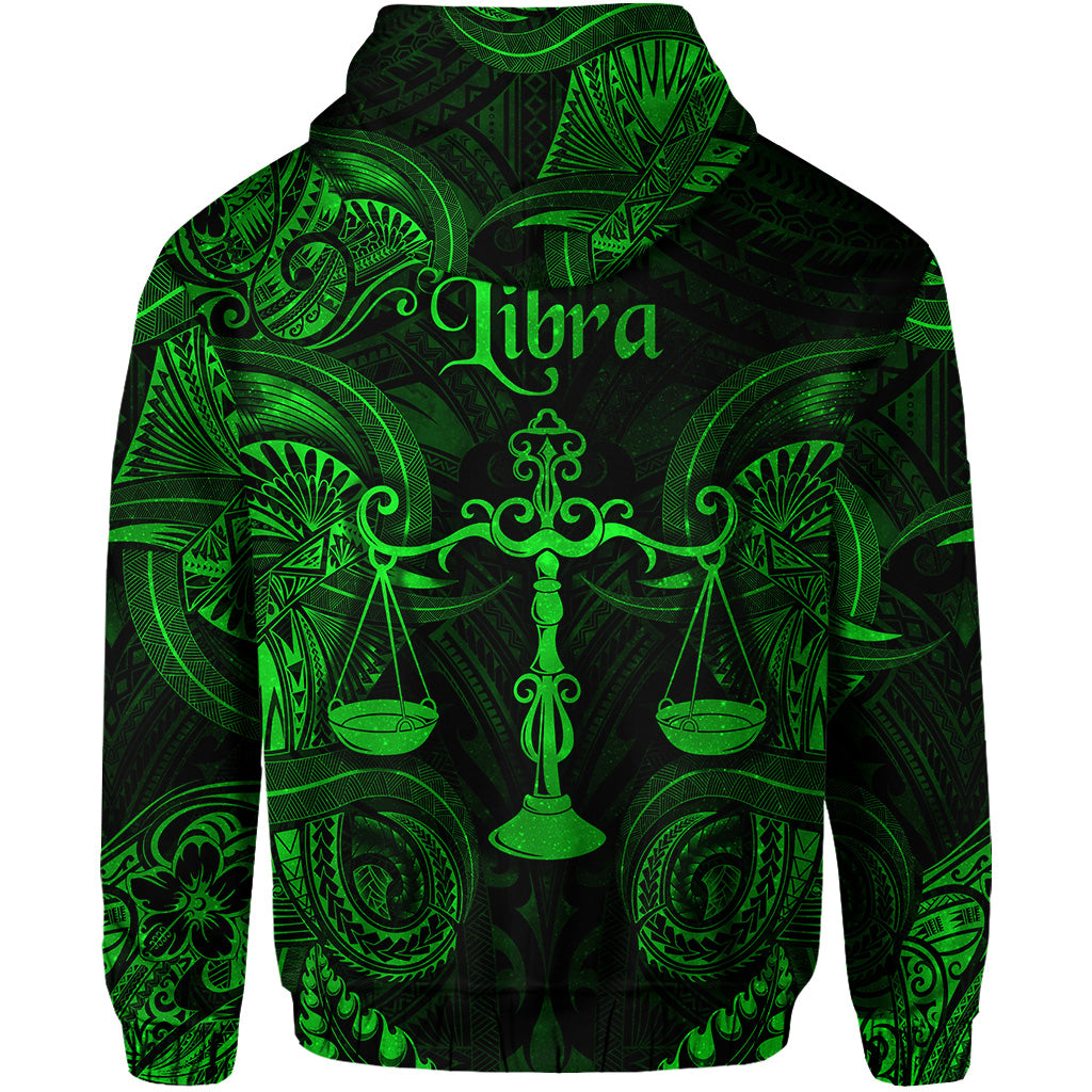 Libra Zodiac Polynesian Zip Hoodie Unique Style Green LT8 - Polynesian Pride