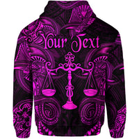 Custom Libra Zodiac Polynesian Zip Hoodie Unique Style Pink LT8 - Polynesian Pride