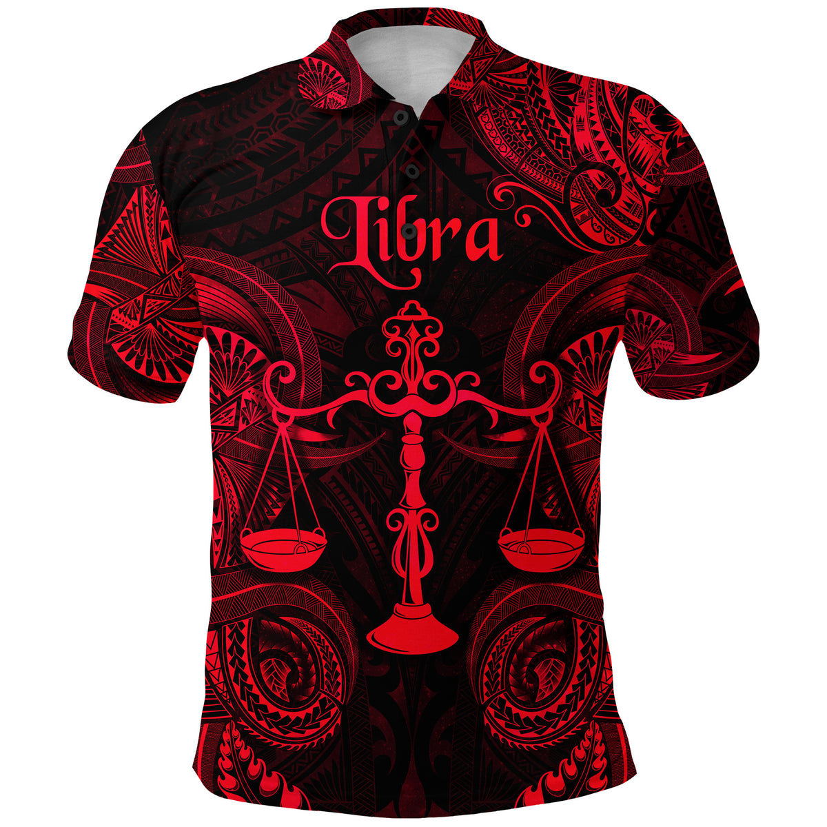 Libra Zodiac Polynesian Polo Shirt Unique Style Red LT8 - Polynesian Pride