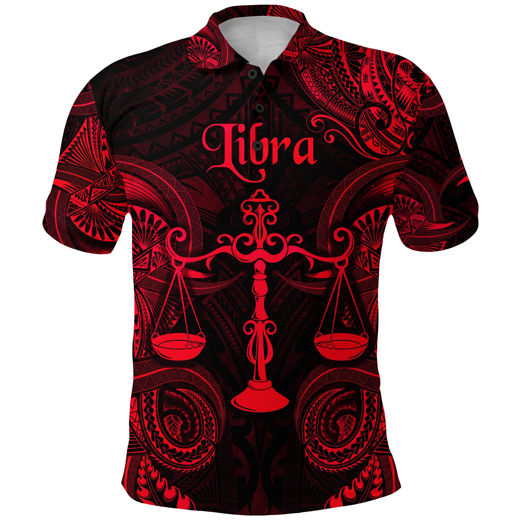Libra Zodiac Polynesian Polo Shirt Unique Style Red LT8 - Polynesian Pride