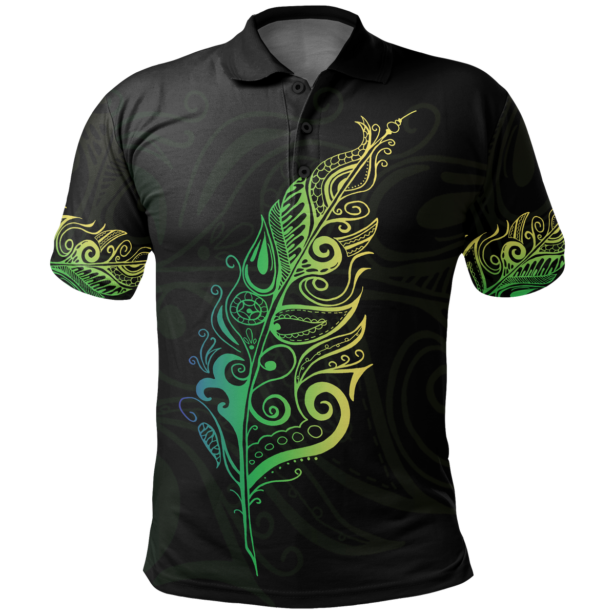 New Zealand Maori Polo Shirt Light Silver Fern Green Unisex Black - Polynesian Pride