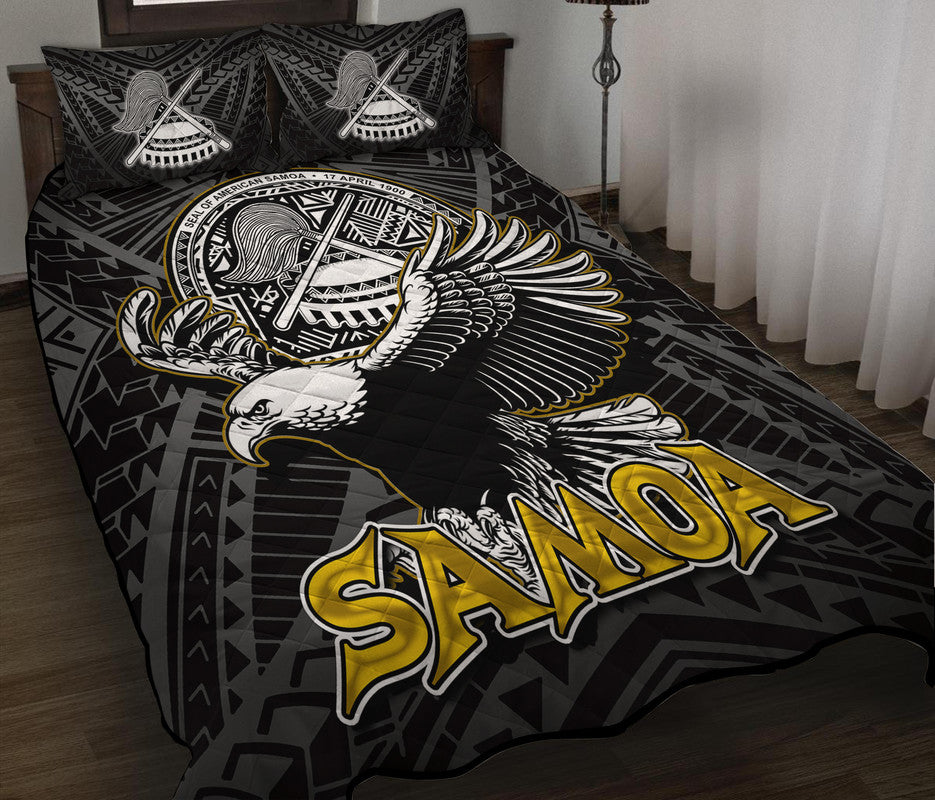 Seal of American Samoa Quilt Bed Set LT6 Black - Polynesian Pride
