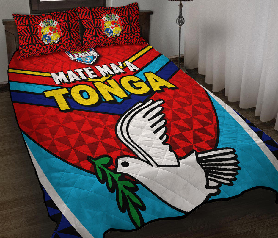 Tonga Mate Ma'a Rugby Quilt Bed Set Jersey LT6 Red - Polynesian Pride