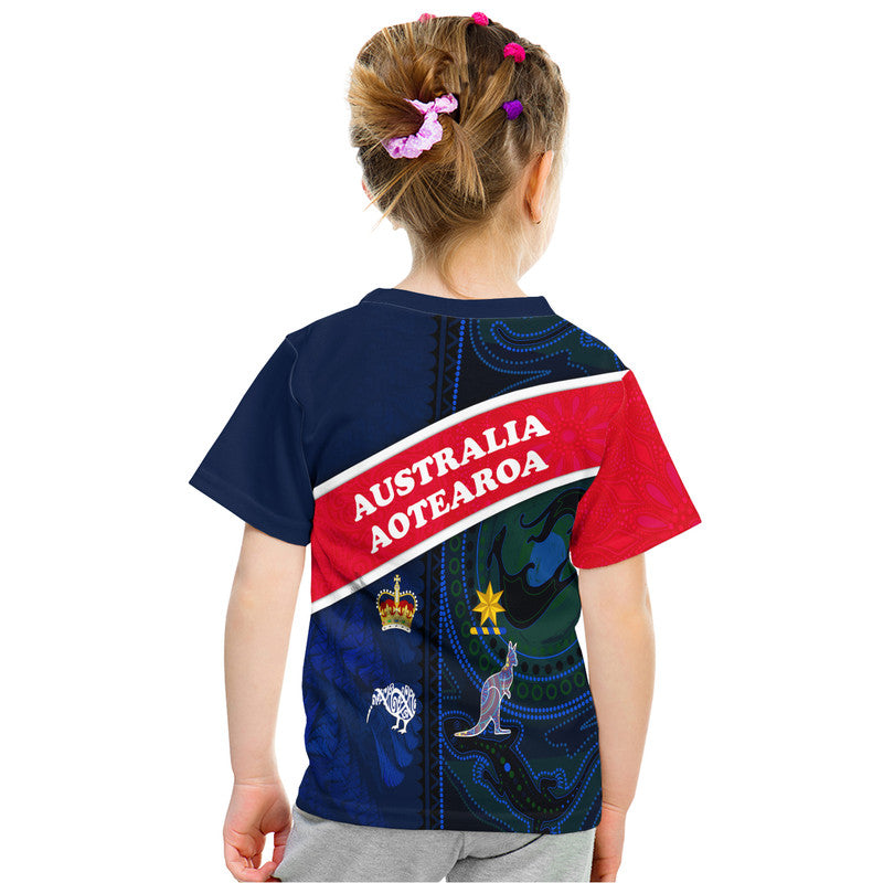 Aotearoa Mix Australia T Shirt Maori Mix Aboriginal Line Arty Style LT9 - Polynesian Pride