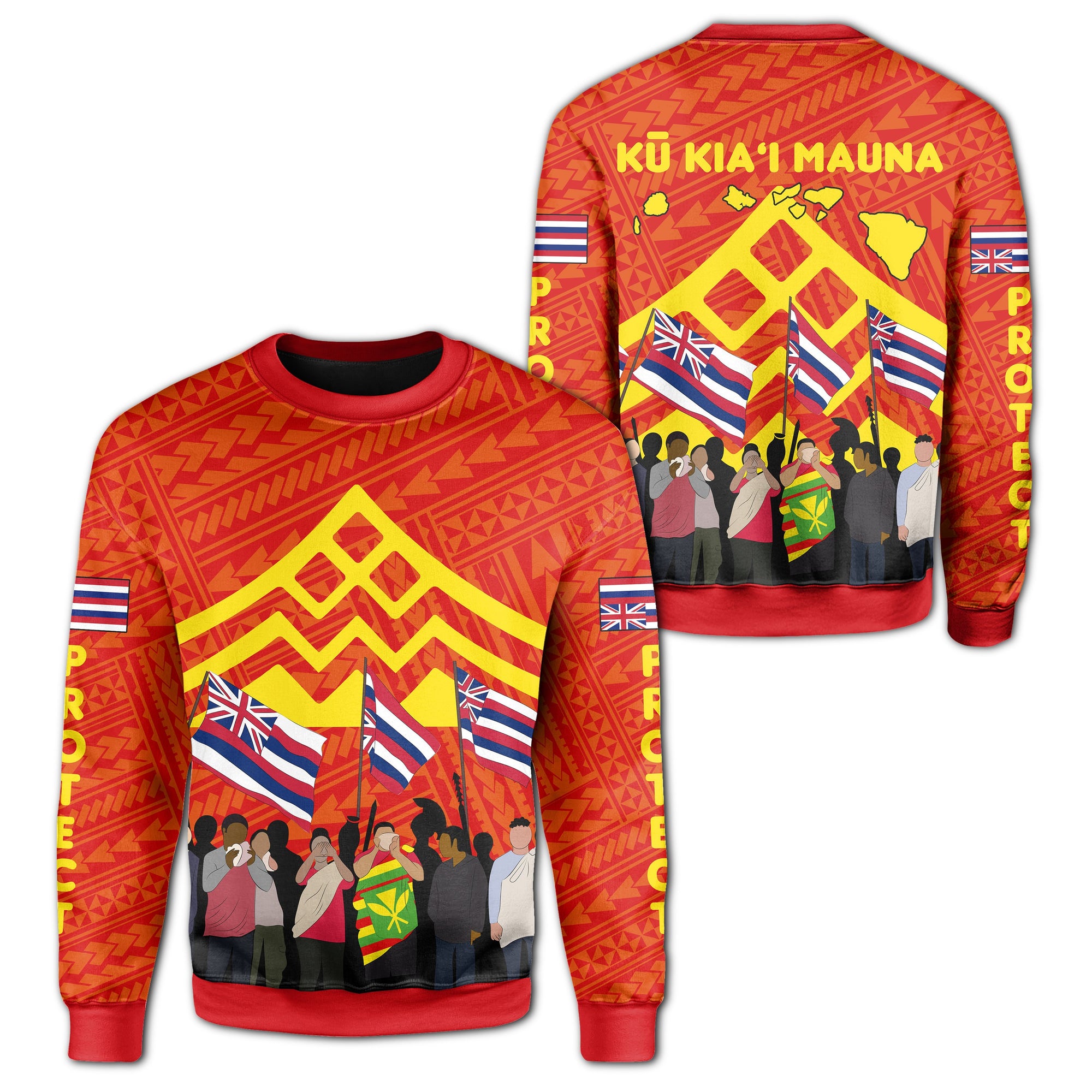 Hawaiian Protectors - Mauna Kea Polynesian Sweatshirt Unisex Red - Polynesian Pride