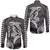Hawaii Hawaii Long Sleeve Button Shirt Shark and Turtle Mix Kakau LT9 Unisex Black - Polynesian Pride