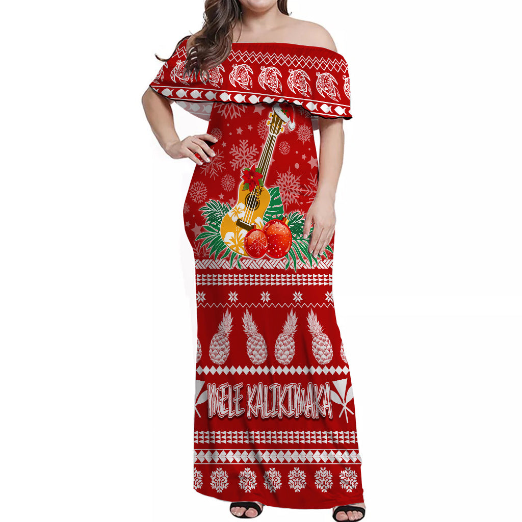 Hawaii Christmas Off Shoulder Long Dress