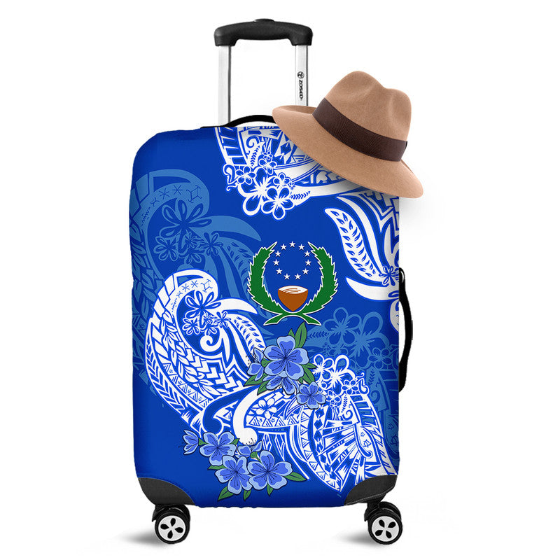 FSM Pohnpei State Luggage Cover Polynesian Floral Tribal LT9 Blue - Polynesian Pride