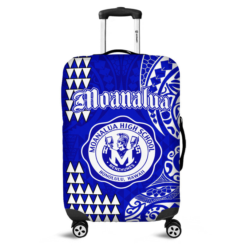 Hawaii Moanalua High School Hawaii Luggage Cover Tribal Kakau LT9 Blue - Polynesian Pride