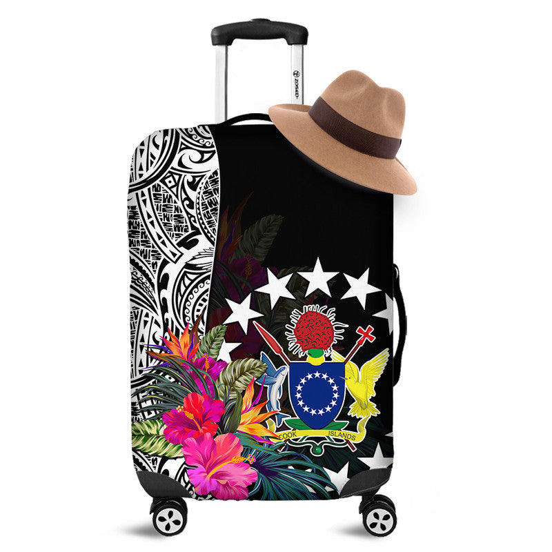 Cook Island Luggage Cover Tribal Polynesian and Tropical Flowers LT9 Green - Polynesian Pride