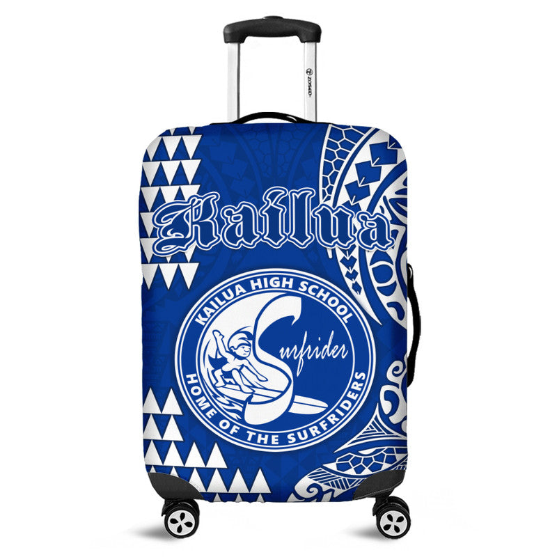 Hawaii Kailua High School Luggage Cover Tribal Kakau LT9 Blue - Polynesian Pride
