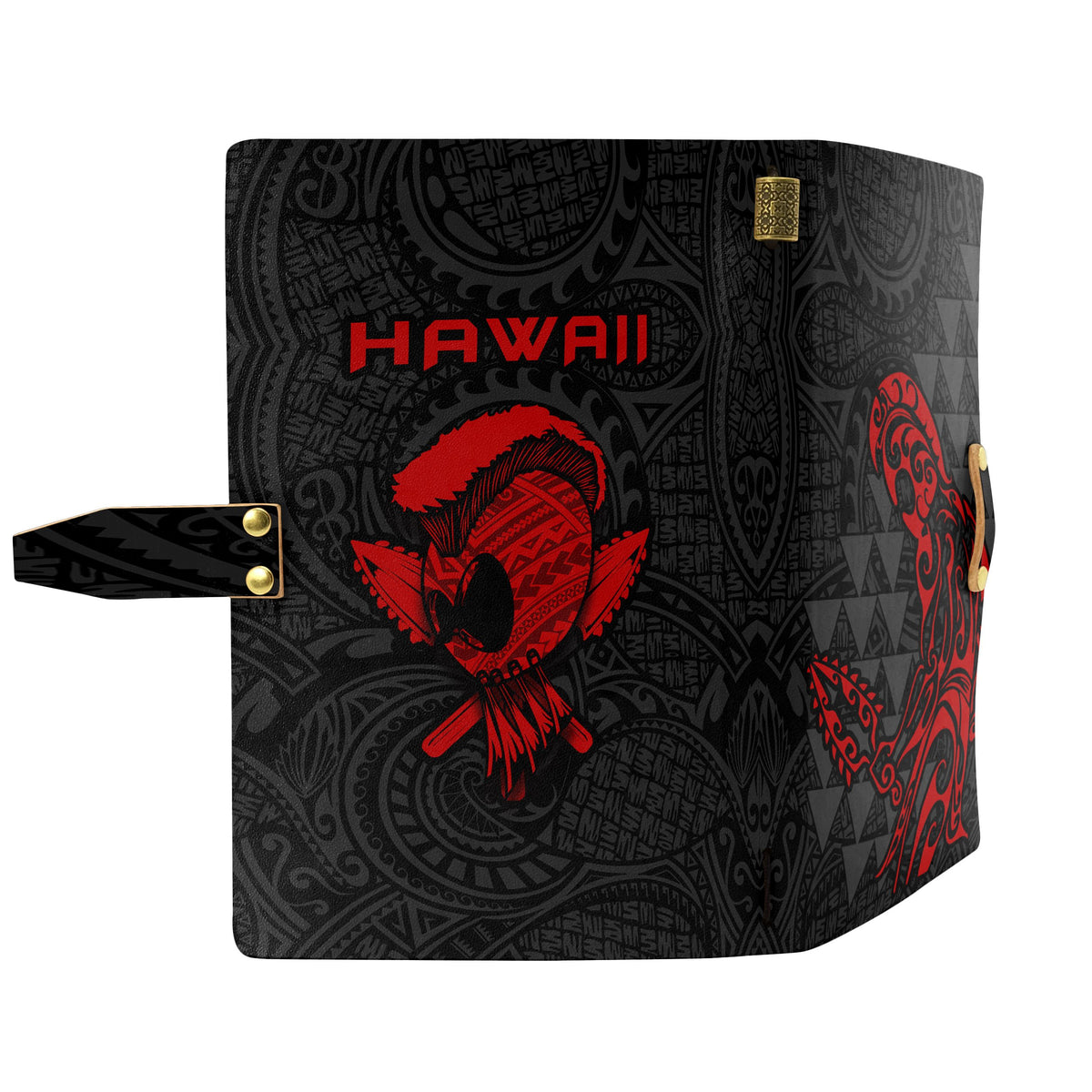 Hawaii Warrior Polynesian Leather Notebook - Red - Polynesian Pride