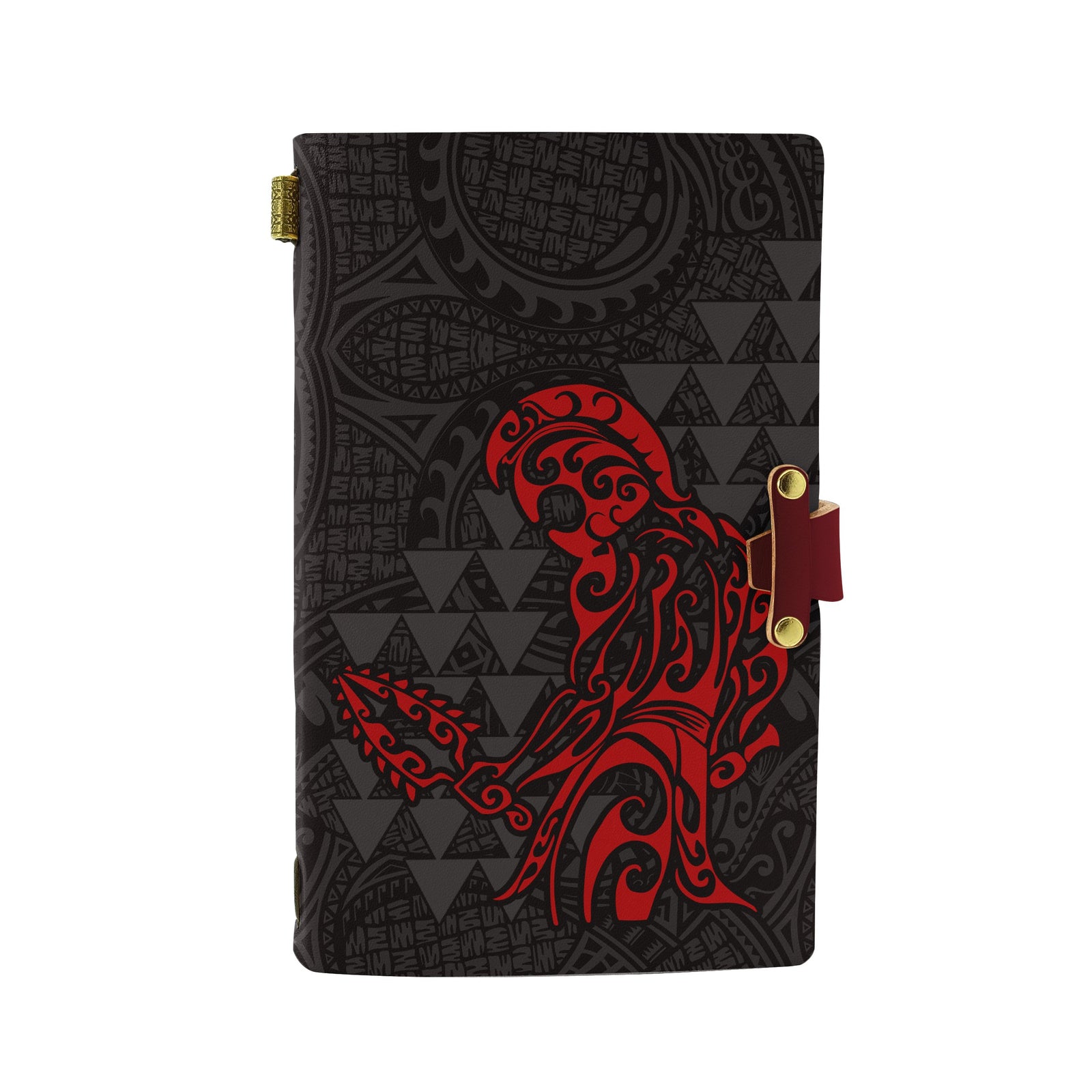 Hawaii Warrior Polynesian Leather Notebook - Red Leather Red - Polynesian Pride