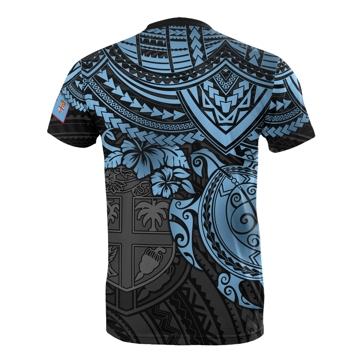 Fiji Polynesian T Shirt Fijian Flag Blue Turtle Hibiscus - Polynesian Pride
