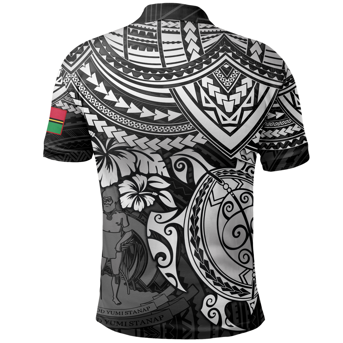 Vanuatu Polo Shirt Vanuatuan Flag Coat Of Arms White Turtle Hibiscus - Polynesian Pride