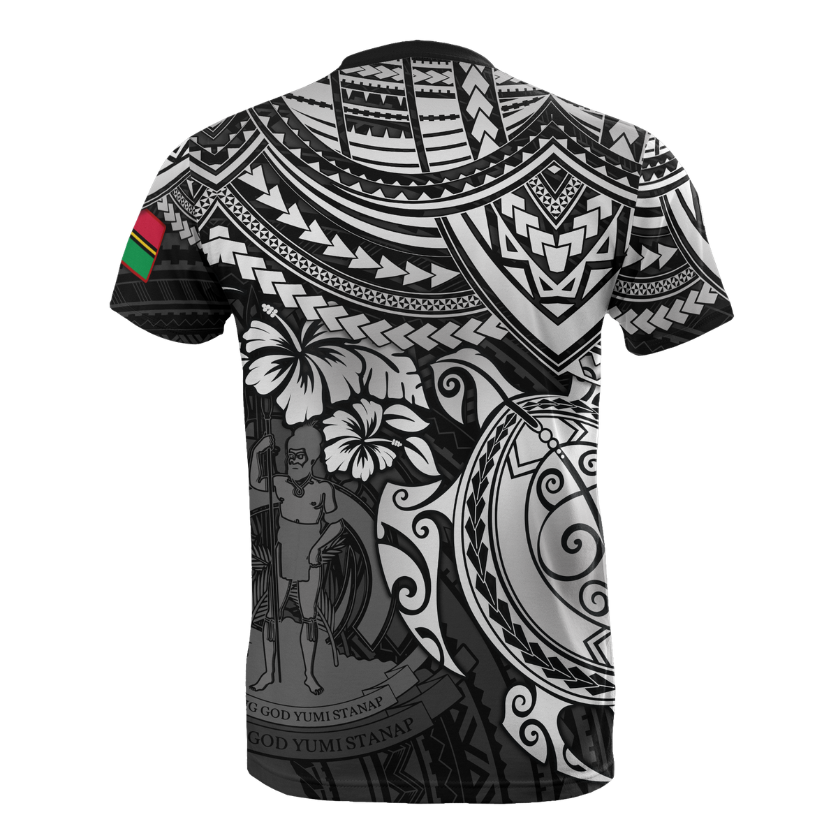 Vanuatu T Shirt Vanuatuan Coat of Arms White Turtle Hibiscus - Polynesian Pride