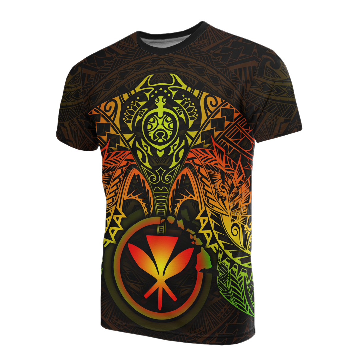 Hawaii T Shirt Reggae Kanaka Maoli Turtle Manta Ray Unisex RED - Polynesian Pride