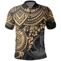 Vanuatu Polo Shirt Vanuatuan Flag Coat Of Arms Gold Turtle Hibiscus Unisex GOLD - Polynesian Pride
