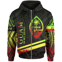 Guam Zip Hoodie In My Heart Style Reggae Polynesian Patterns Unisex Black - Polynesian Pride