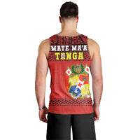 Tonga Rugby Men Tank Top Mate Maa Tonga Pacific Ngatu Black LT14 - Polynesian Pride