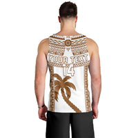 Custom Text And Number Fiji Rugby Men Tank Top Pacific The Bati Brown Fijian Tapa LT14 - Polynesian Pride