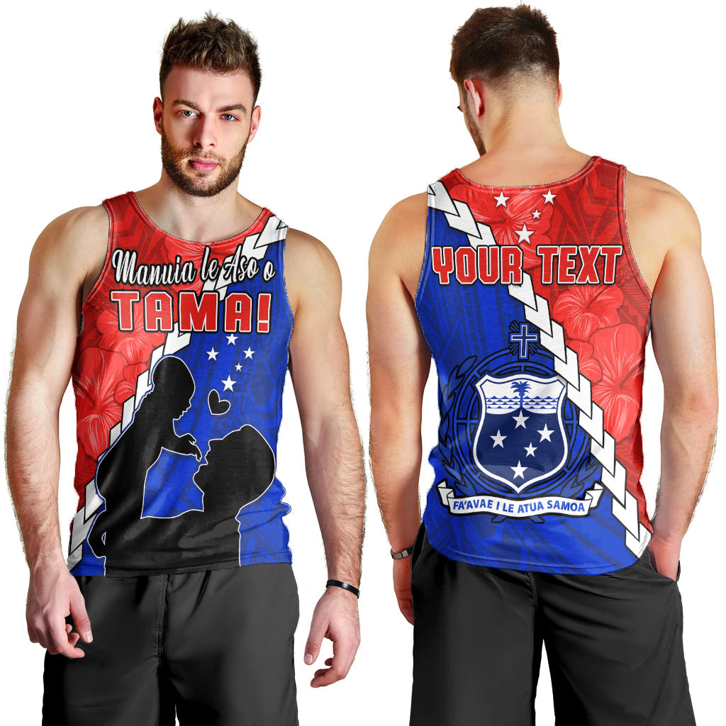 (Custom Personalised) Happy Samoan Fathers Day Men Tank Top Hibiscus Mix Polynesian Pattern LT14 - Polynesian Pride