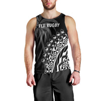 Fiji Rugby Men Tank Top Fijian Cibi Dance Tapa Pattern Black LT14 - Polynesian Pride