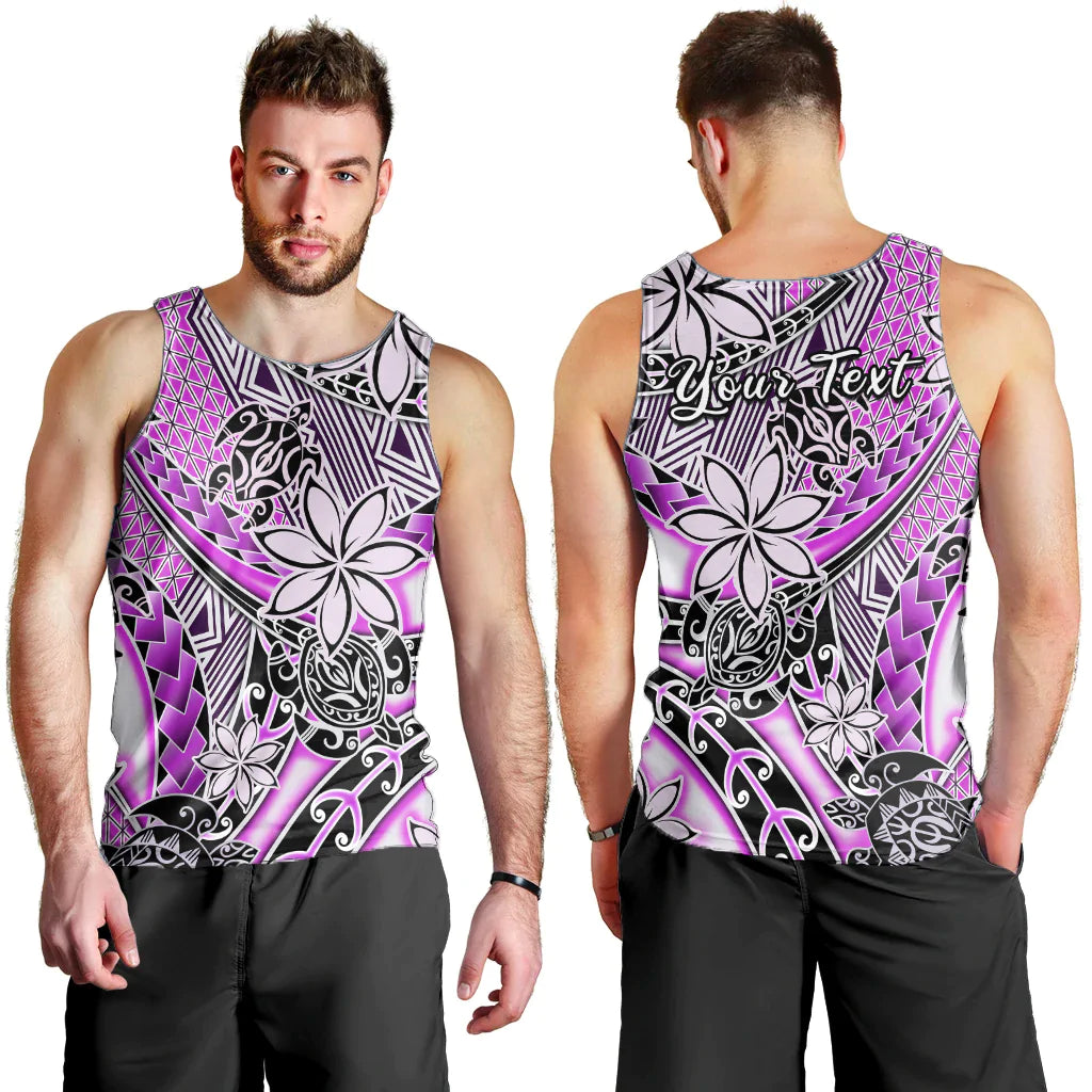 (Custom Personalised) Hawaii Men Tank Top Tribal Plumeria With Polynesian Turtle Ver.02 LT14 Purple - Polynesian Pride