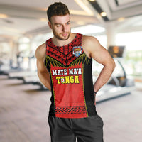 Tonga Rugby Men Tank Top Mate Maa Tonga Pacific Ngatu Black LT14 - Polynesian Pride