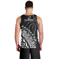 Fiji Rugby Men Tank Top Fijian Cibi Dance Tapa Pattern Black LT14 - Polynesian Pride