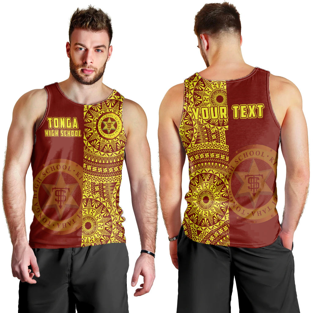 (Custom Personalised) Tonga High School Men Tank Top Tongan Ngatu Pattern LT14 Red - Polynesian Pride