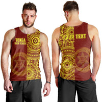 (Custom Personalised) Tonga High School Men Tank Top Tongan Ngatu Pattern LT14 Red - Polynesian Pride
