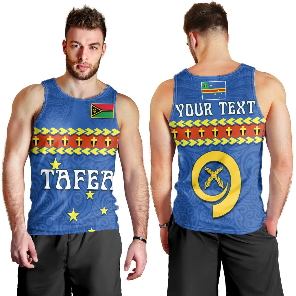 (Custom Personalised) Tafea Province Men Tank Top Vanuatu Pig Tusk Polynesian Flag Style LT14 Blue - Polynesian Pride