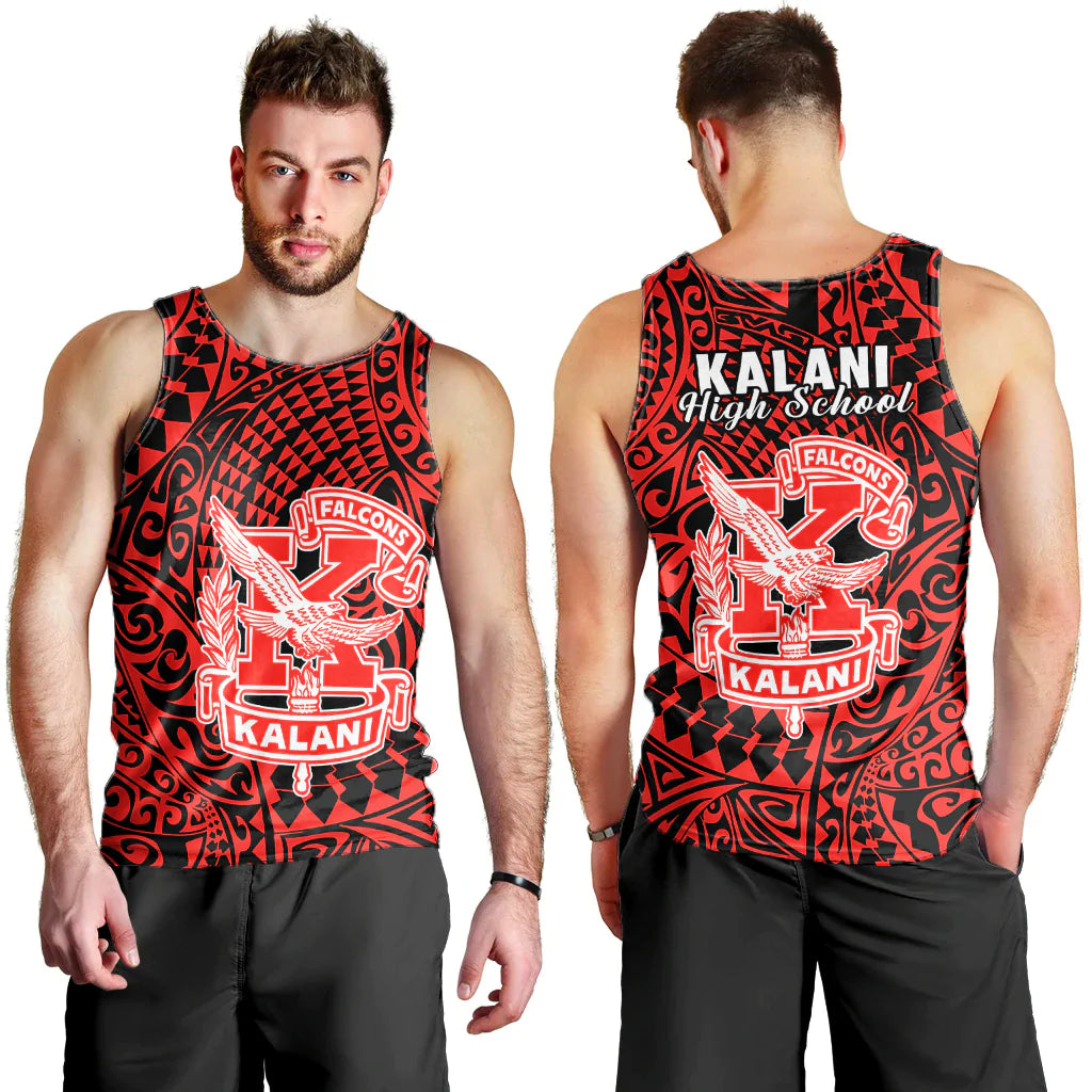 Hawaii Men Tank Top Kalani High School Tribal Kakau LT14 Red - Polynesian Pride