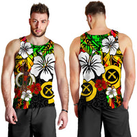 Vanuatu Men Tank Top Polynesia Tie Dye Hibiscus Flowers LT13 - Polynesian Pride