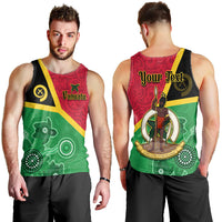 (Custom Personalised) Vanuatu Men Tank Top Aboriginal Turtle Mix Sand Drawing LT13 Red - Polynesian Pride