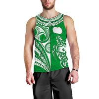 Rarotonga Cook Islands Men Tank Top Turtle and Map Style Green LT13 - Polynesian Pride