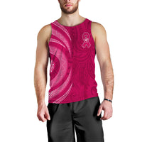 Breast Cancer Awareness Men Tank Top Hibiscus Polynesian No One Fights Alone LT13 Pink - Polynesian Pride
